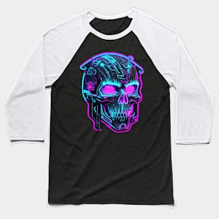 Neon Synthwave skull Baseball T-Shirt